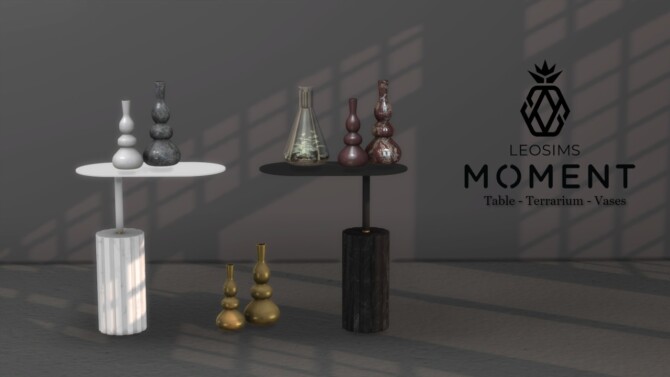 Moment set: table, vases & terrarium (P) at Leo Sims