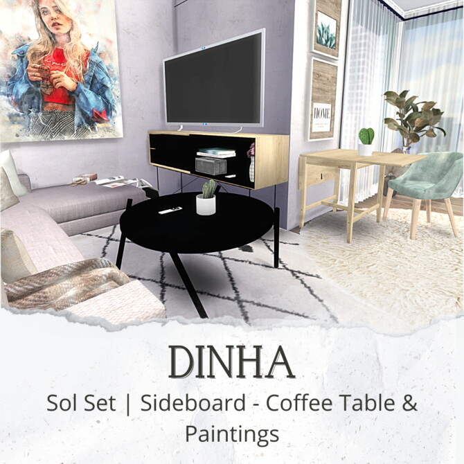 Sol Set: Sideboard, Coffee Table & Paintings (P) at Dinha Gamer