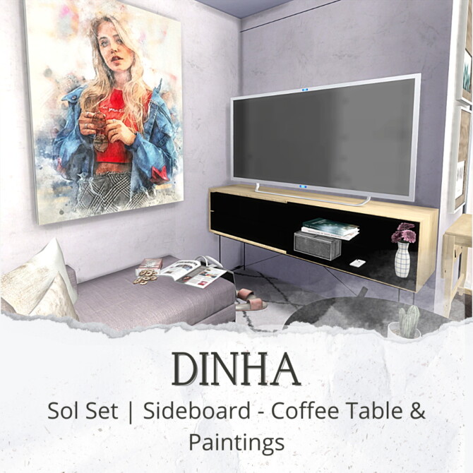 Sol Set: Sideboard, Coffee Table & Paintings (P) at Dinha Gamer