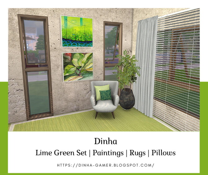 Lime Green Set: Paintings, Rugs & Pillows at Dinha Gamer