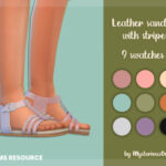 Leather sandals with stripes by MysteriousOo at TSR