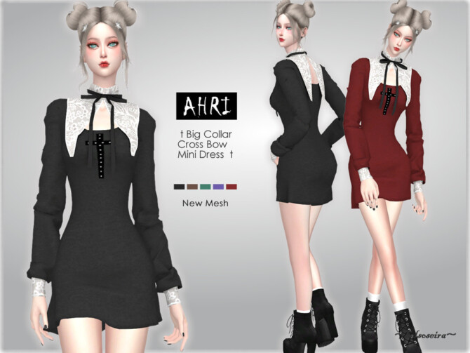 AHRI Big Collar Dress by Helsoseira at TSR