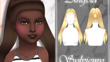 Hairstyles: Angela Hairstyle (Child) by Sylviemy – TSR. New Mesh, Maxis Match, All Lods, Base Game Compatible, Hat Compatible, 9 Swatches.