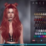 Angela long wavy hair with buns by Anto at TSR