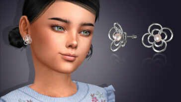 Annette Flower Pearl Earrings For Kids by feyona at TSR