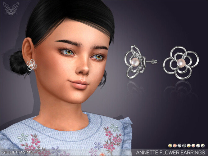 Annette Flower Pearl Earrings For Kids by feyona at TSR