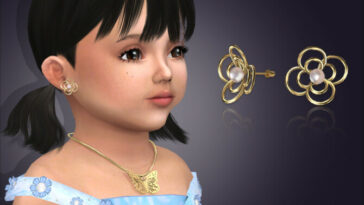 Annette Flower Pearl Earrings For Toddlers by feyona at TSR