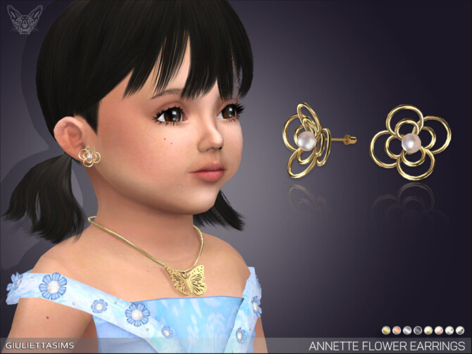 Annette Flower Pearl Earrings For Toddlers by feyona at TSR