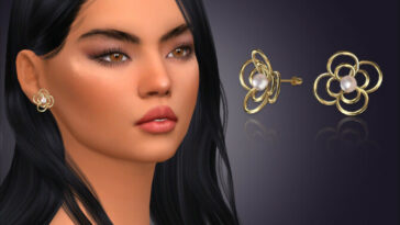 Annette Flower Pearl Earrings by feyona at TSR