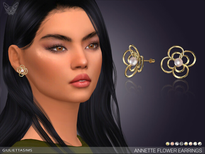 Annette Flower Pearl Earrings by feyona at TSR