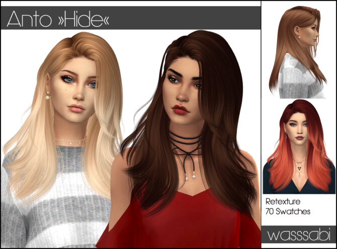 Anto Hide hair retextured at Wasssabi Sims