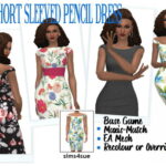 BG SHORT SLEEVED PENCIL DRESS at Sims4Sue