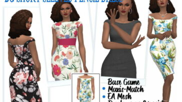 BG SHORT SLEEVED PENCIL DRESS at Sims4Sue