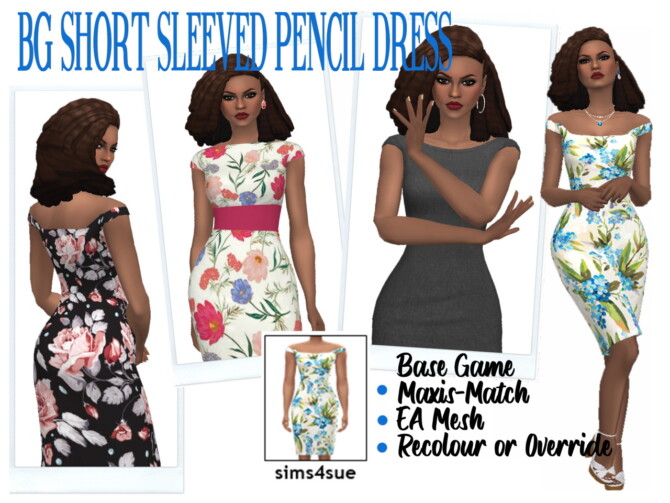 BG SHORT SLEEVED PENCIL DRESS at Sims4Sue