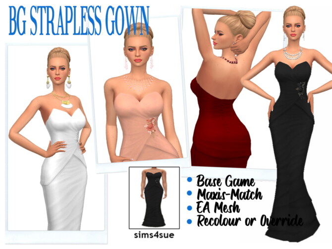 BG STRAPLESS GOWN at Sims4Sue