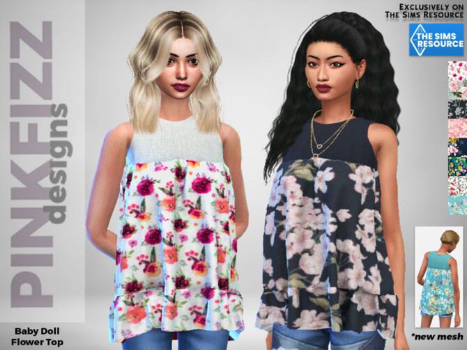 Baby Doll Flower Top by Pinkfizzzzz at TSR