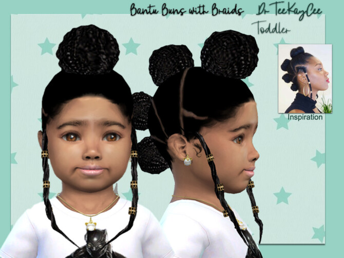 Bantu Buns with side Braids TODDLER by drteekaycee at TSR