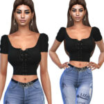 Black Casual Crop Tops by Saliwa at TSR