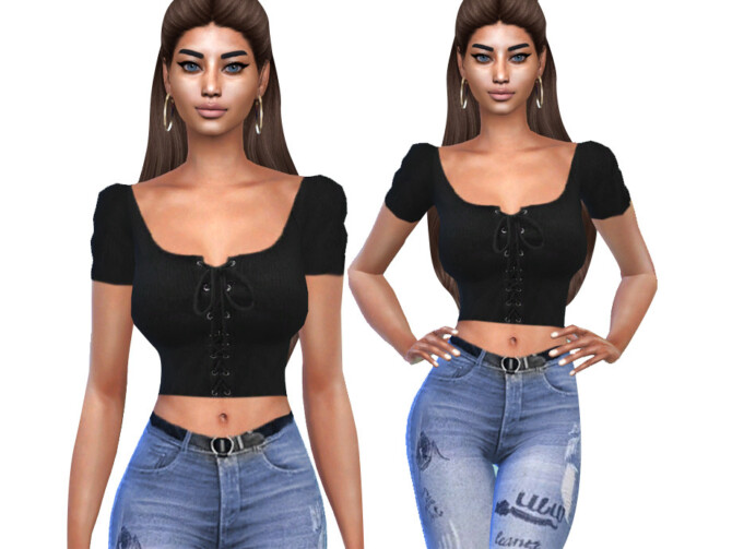 Black Casual Crop Tops by Saliwa at TSR