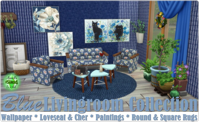 Blue Livingroom Collection at Annett’s Sims 4 Welt