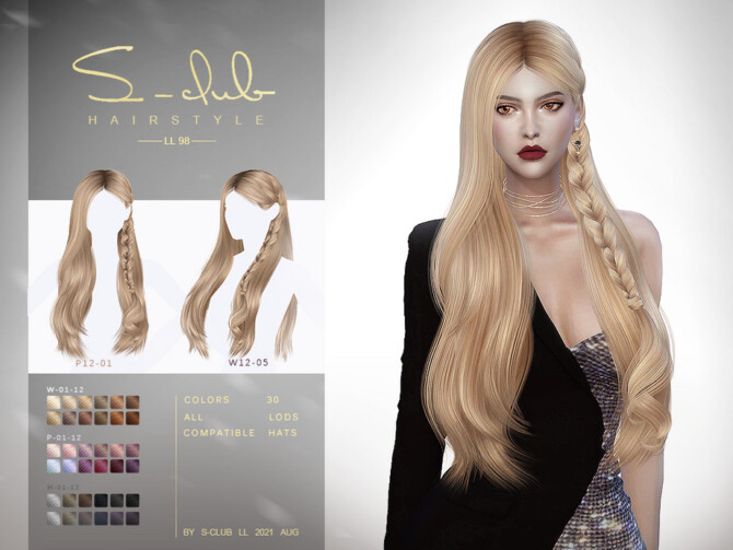 Braid Long curly hairstyle for female by S-Club at TSR