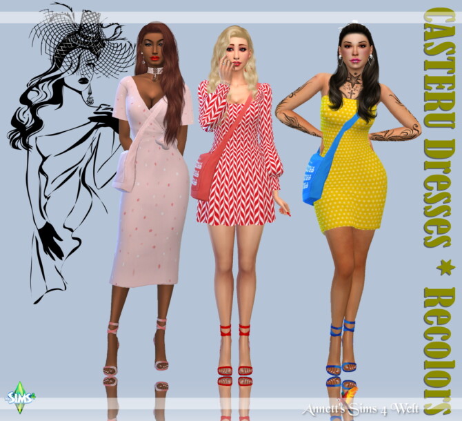 CASTERU Dresses Recolors at Annett’s Sims 4 Welt