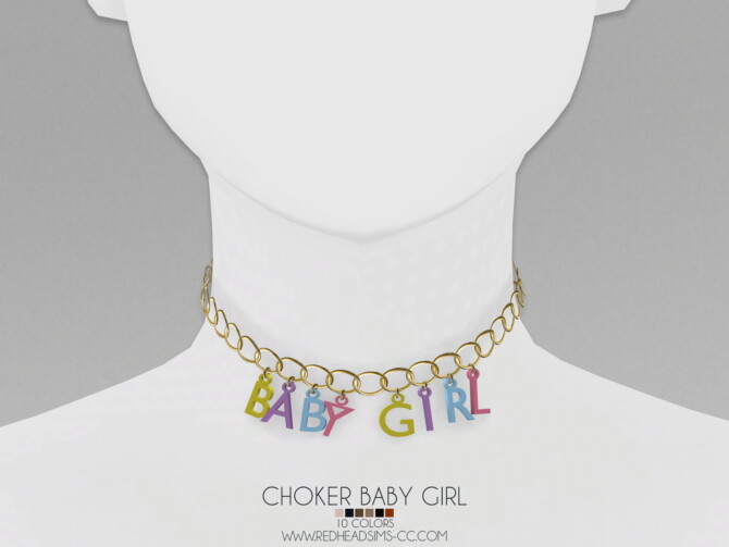 Accessories, Jewelry: CHOKER BABY GIRL – REDHEADSIMS. NEW MESH, Compatible with HQ Mod, Custom Thumbnail, All LOD’s.