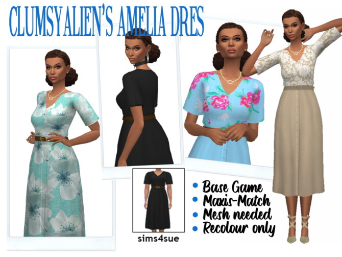 CLUMSYALIEN’S AMELIA DRESS at Sims4Sue