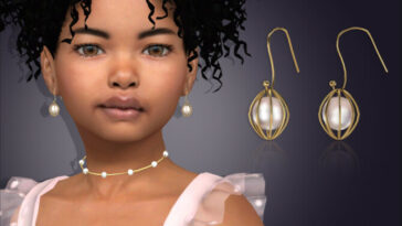 Caged Pearl Earrings For Kids by feyona at TSR