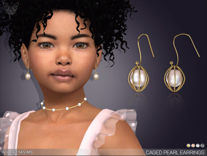 Caged Pearl Earrings For Kids by feyona at TSR