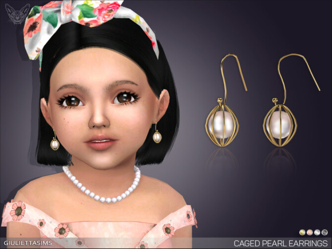 Caged Pearl Earrings For Toddlers by feyona at TSR