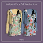 Cardigan & Floral Frill Sleeveless Dress at RIMINGs