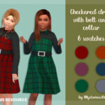 Checkered dress with belt and collar by MysteriousOo at TSR