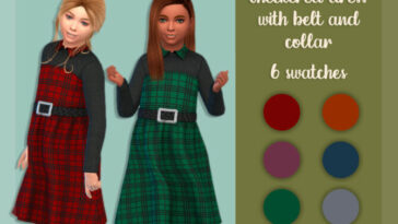 Checkered dress with belt and collar by MysteriousOo at TSR