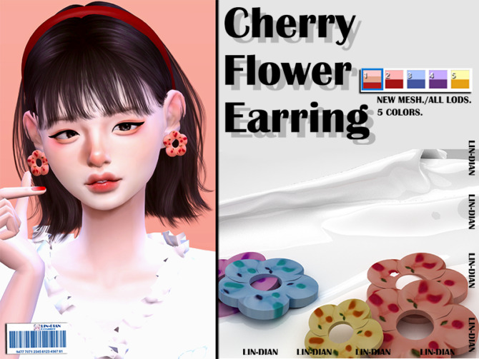 Cherry Flower Earrings by LIN_DIAN at TSR