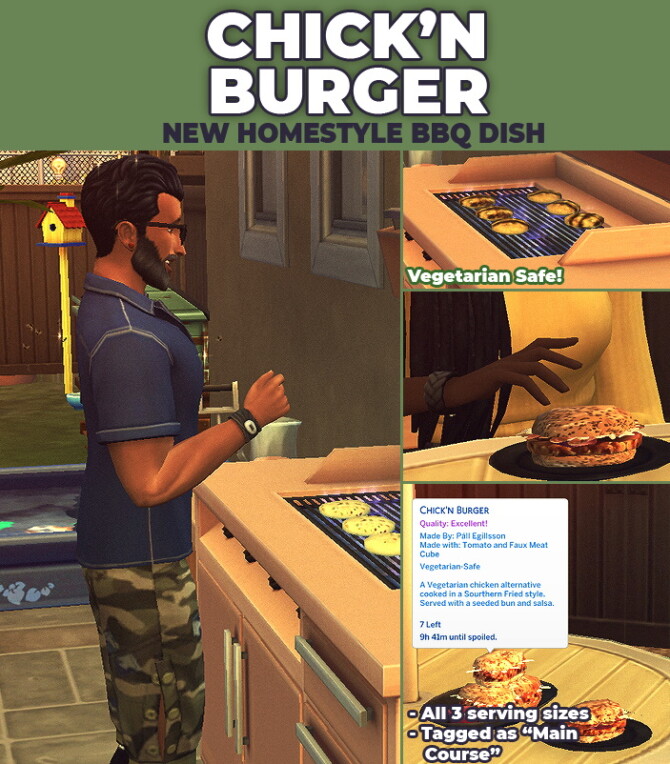 Chick’n Burger Custom Recipe by RobinKLocksley at Mod The Sims 4