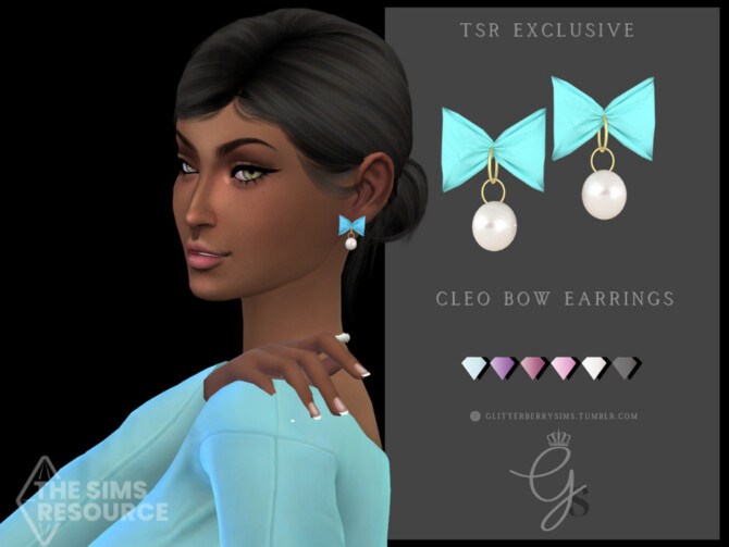 Cleo Bow Earrings by Glitterberryfly at TSR