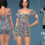 Colorful Floral Puff Sleeve Dress by Harmonia at TSR