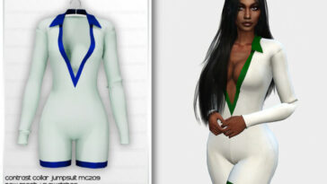 Contrast Collar Jumpsuit MC209 by mermaladesimtr at TSR