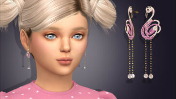 Crystal Flamingo Drop Earrings For Kids by feyona at TSR