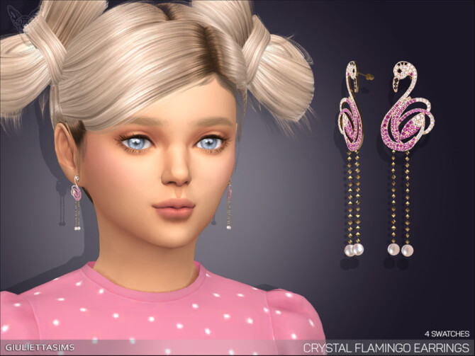 Crystal Flamingo Drop Earrings For Kids by feyona at TSR