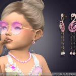 Crystal Flamingo Drop Earrings For Toddlers by feyona at TSR