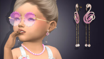 Crystal Flamingo Drop Earrings For Toddlers by feyona at TSR