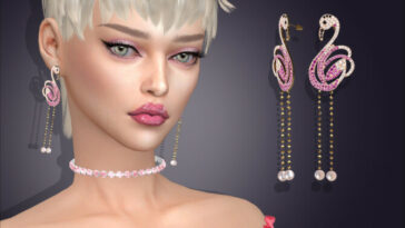 Crystal Flamingo Drop Earrings by feyona at TSR