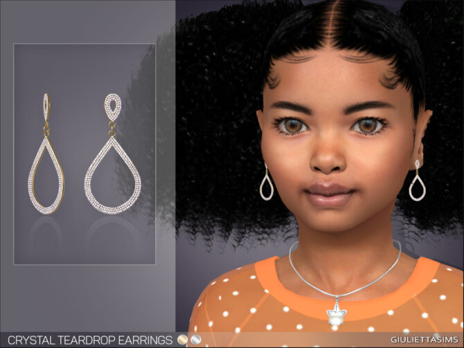 Crystal Teardrop Earrings For Kids by feyona at TSR