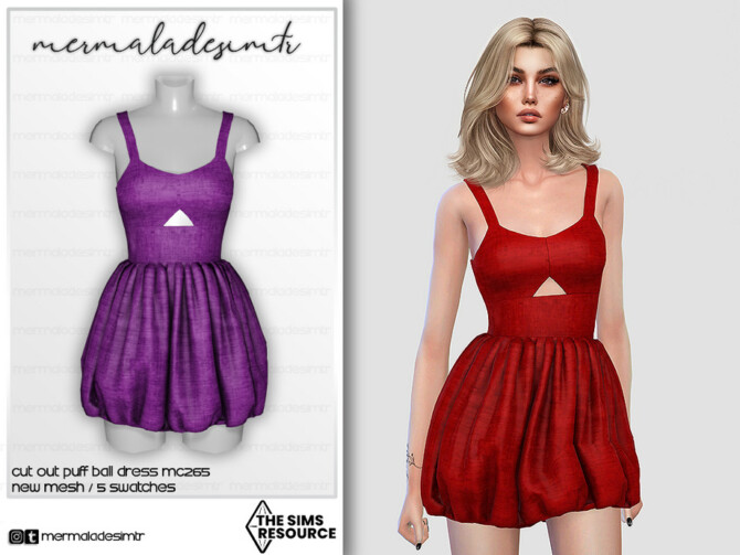 Cut Out Puff Ball Dress MC265 by mermaladesimtr at TSR