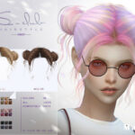 Cute double buns short hairstyle for girls MARIE by S-Club at TSR