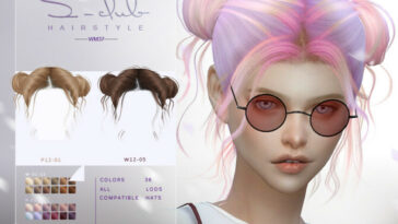 Cute double buns short hairstyle for girls MARIE by S-Club at TSR