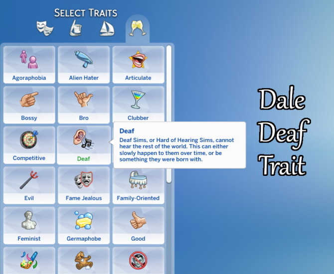 Dale Deaf Trait by DaleRune at Mod The Sims 4