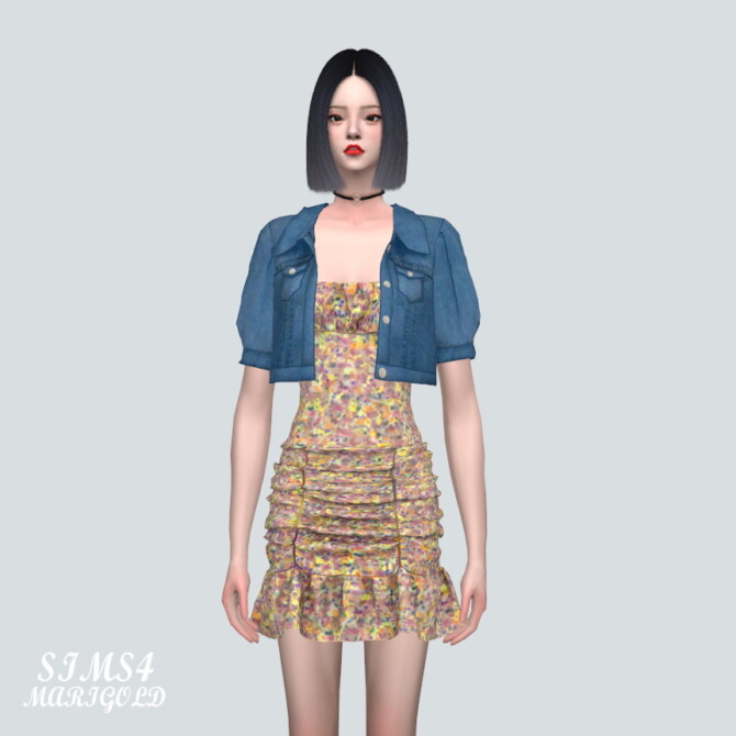 Denim Jacket With Shirring Dress at Marigold